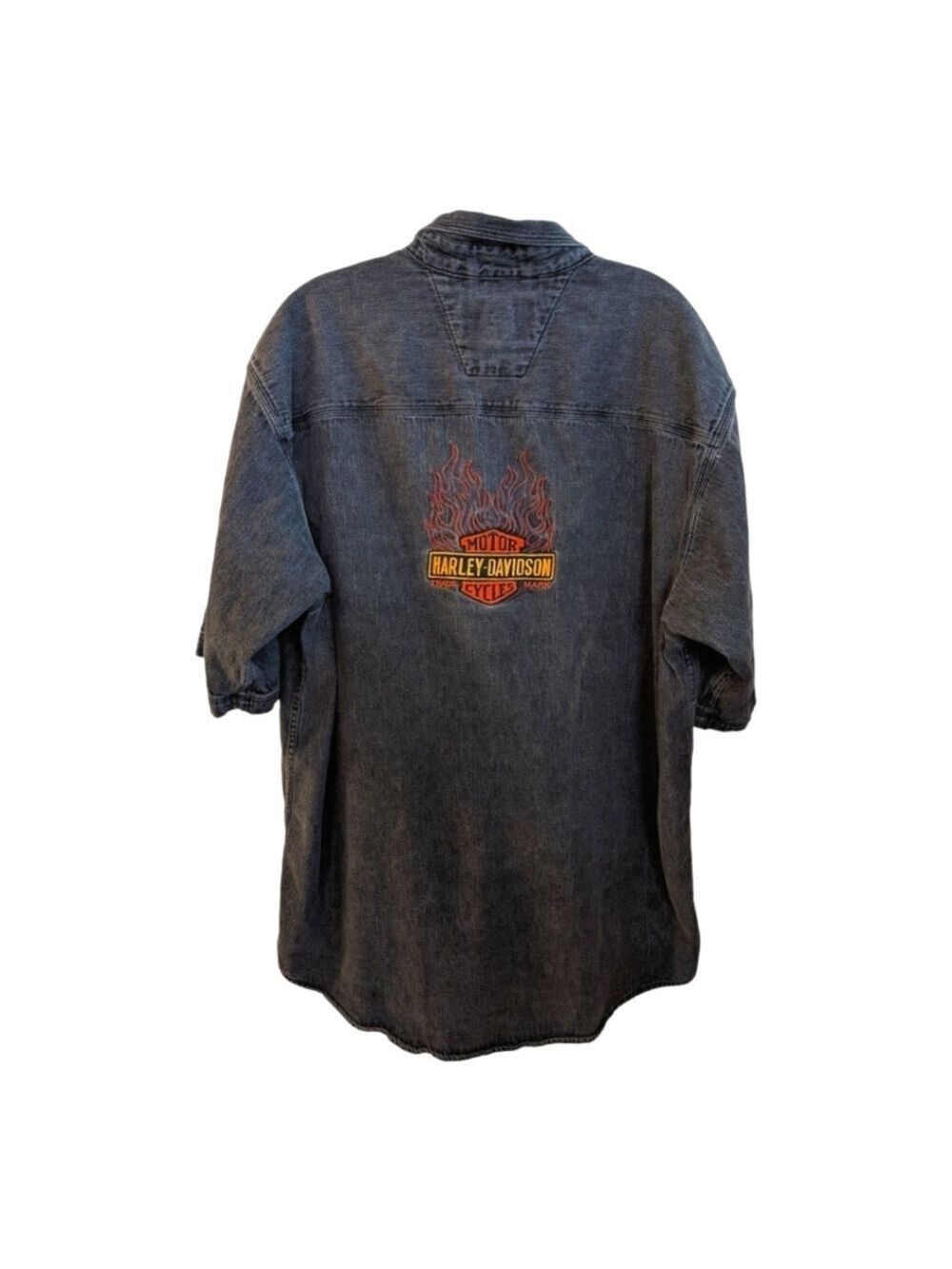 Harley Davidson Button Up Embroidered Logo Back Shirt  Size Large Tall